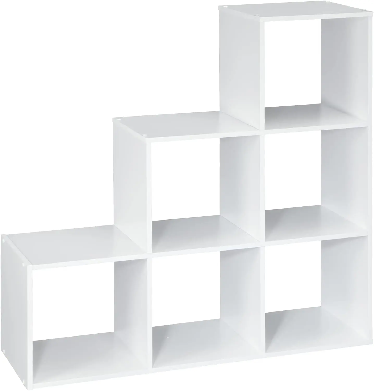 3-Tier Cube Storage Shelf Organizer with 6 Openings, Step Design, Easy Assembly, White Finish
3-Tier Cube Storage Shelf Organizer with 6 Openings, Step Design, Easy Assembly, White Finish