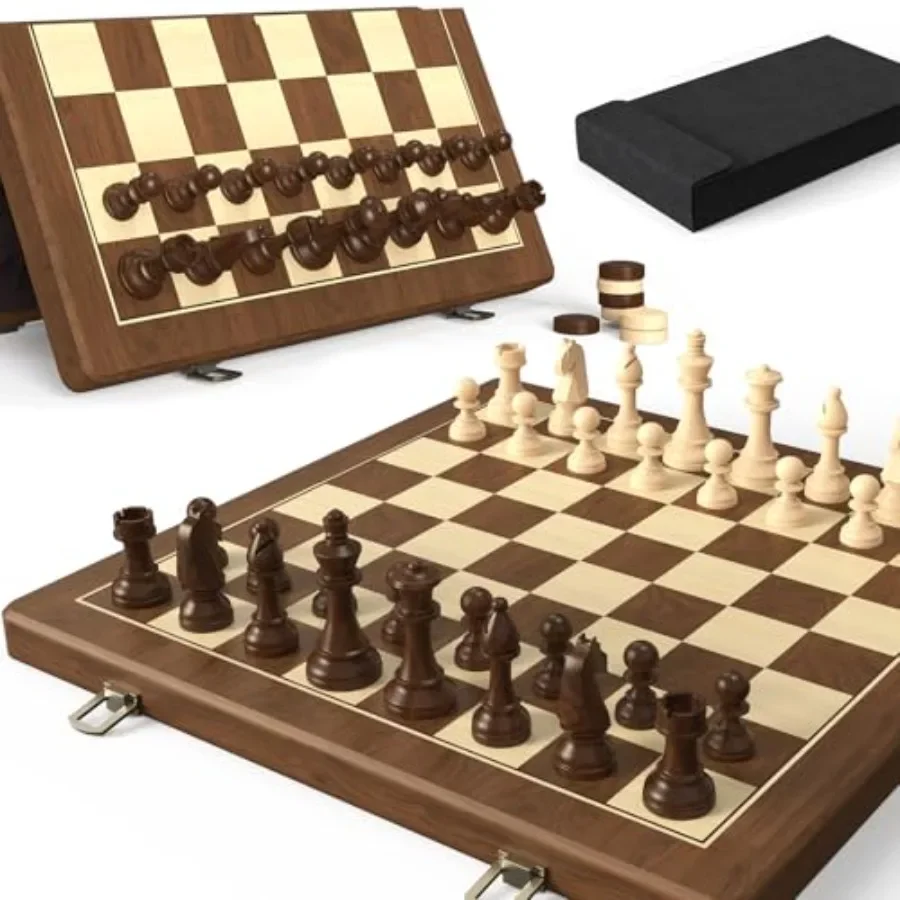 Premium Natural Walnut 15 Magnetic Wooden Folding Chess Checkers Set for Home/Travel, Walnut Wood, Black, 2-in-1 Dual-Sided Boa
Premium Natural Walnut 15 Magnetic Wooden Folding Chess Checkers Set for Home/Travel, Walnut Wood, Black, 2-in-1 Dual-Sided Boa
