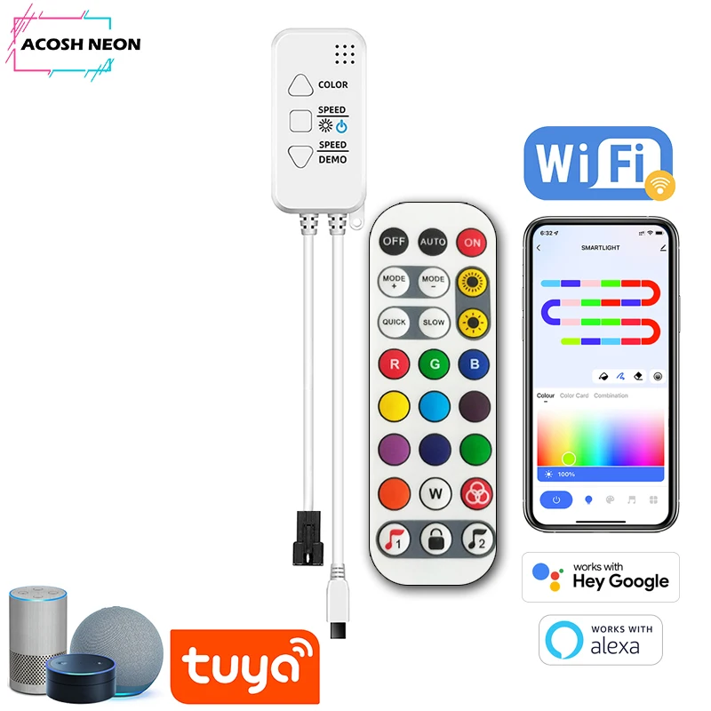 TUYA Addressable Controller With 24Keys Remote Control RGBIC Smartlife RGBIC LED Strip Controller Chase effect Work With Alexa
TUYA Addressable Controller With 24Keys Remote Control RGBIC Smartlife RGBIC LED Strip Controller Chase effect Work With Alexa