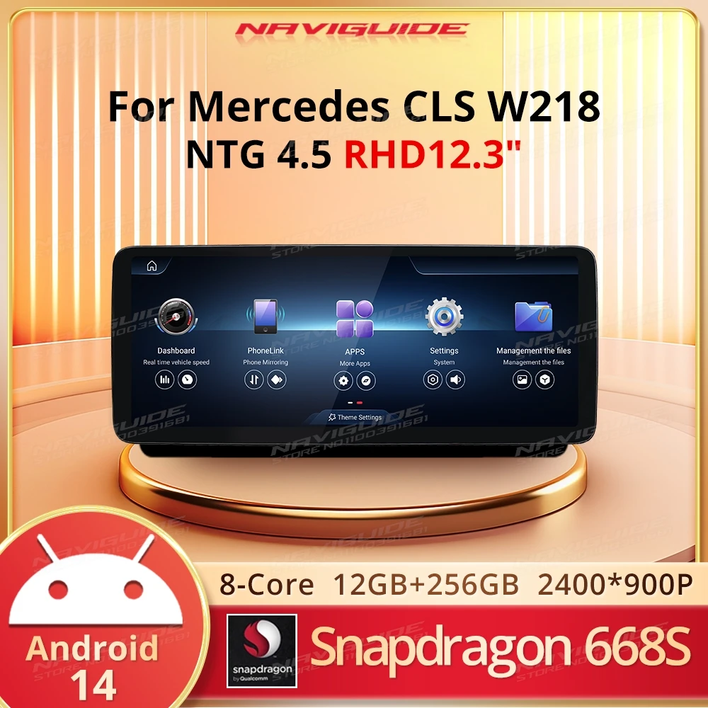 NAVIGUIDE 12,3 "Android14 для Mercedes CLS Class W218 2012-2013 беспроводной Carplay Android Auto интеллектуальный мультимедийный плеер DSP
NAVIGUIDE 12,3 "Android14 для Mercedes CLS Class W218 2012-2013 беспроводной Carplay Android Auto интеллектуальный мультимедийный плеер DSP