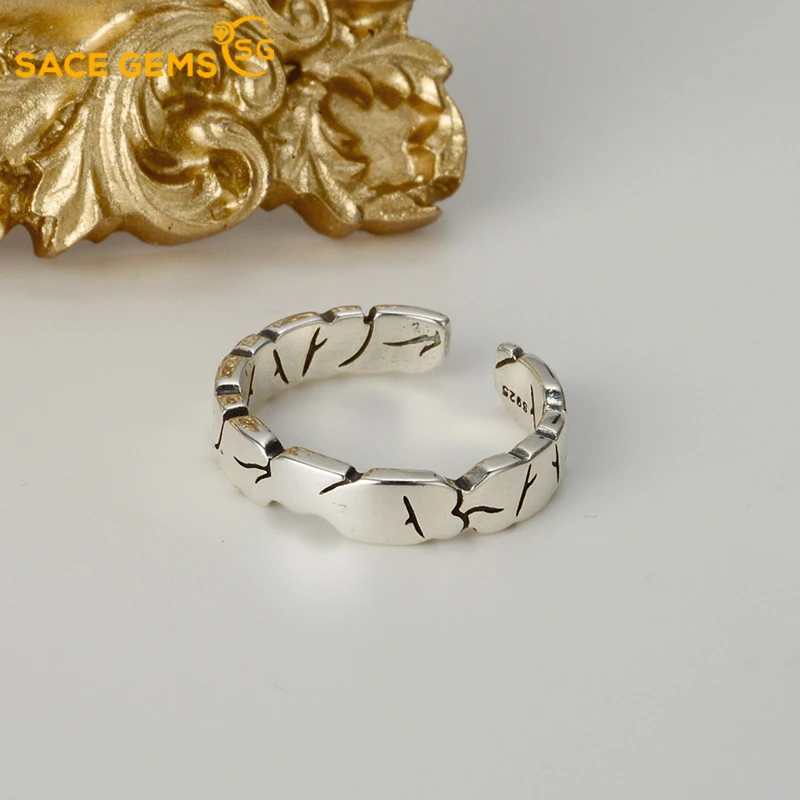 SACE GEMS S925 Sterling Silver Rock Crack Resizable Ring for Women INS Small Retro Do Old Textured Thai Silver Fine Jewelry
SACE GEMS S925 Sterling Silver Rock Crack Resizable Ring for Women INS Small Retro Do Old Textured Thai Silver Fine Jewelry
