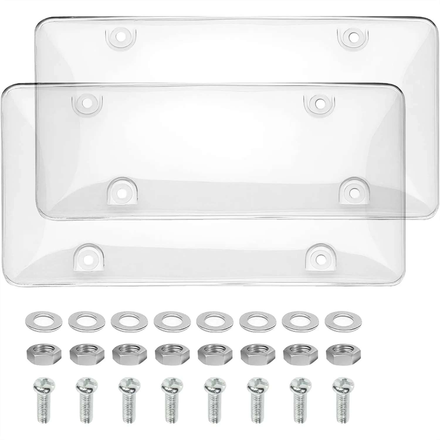 2 Pack License Plate Cover, Unbreakable ABS Plastic Front Rear Tag Protector with Screws Caps for Standard US Plates
2 Pack License Plate Cover, Unbreakable ABS Plastic Front Rear Tag Protector with Screws Caps for Standard US Plates