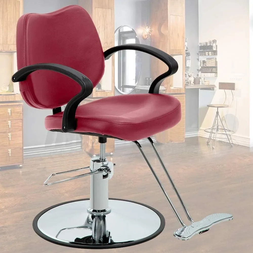 Classic Burgundy Leather Salon Chair - Heavy-Duty Hydraulic 360° Swivel (250 lbs Capacity)
Classic Burgundy Leather Salon Chair - Heavy-Duty Hydraulic 360° Swivel (250 lbs Capacity)