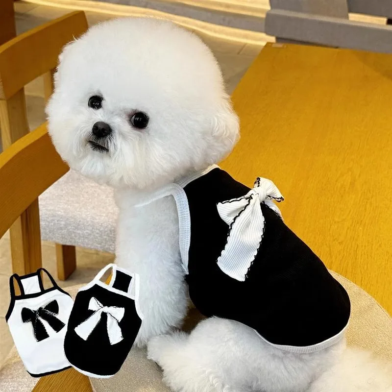 Black Bow Dog Vest Summer Thin Teddy Sling Pomeranian Solid Color T-shirt Yorkshire Casual Two-legged Clothes Dog Products
Black Bow Dog Vest Summer Thin Teddy Sling Pomeranian Solid Color T-shirt Yorkshire Casual Two-legged Clothes Dog Products