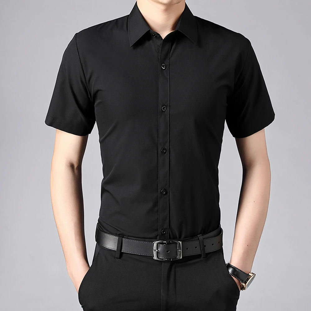 New Mens Summer Short Sleeve Shirts Business Fashion Casual Dress Shirts Work Professional Lapel Button Solid Simple Male Shirts
New Mens Summer Short Sleeve Shirts Business Fashion Casual Dress Shirts Work Professional Lapel Button Solid Simple Male Shirts