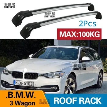 알루미늄 합금 사이드 바 크로스 레일 루프 랙, 수하물 캐리어, BMW 3 시리즈 스테이션 왜건 2011-2019 F31 용 루프 바, 2 개