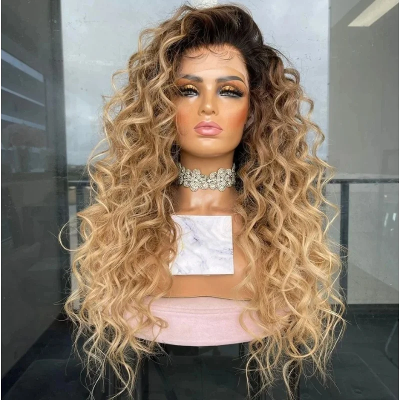 24 Inches Ombre Golden Blonde Curly Synthetic Lace Front Wig Realistic Hairline Wig For Women Free Part Dark Root Natural Wig
24 Inches Ombre Golden Blonde Curly Synthetic Lace Front Wig Realistic Hairline Wig For Women Free Part Dark Root Natural Wig