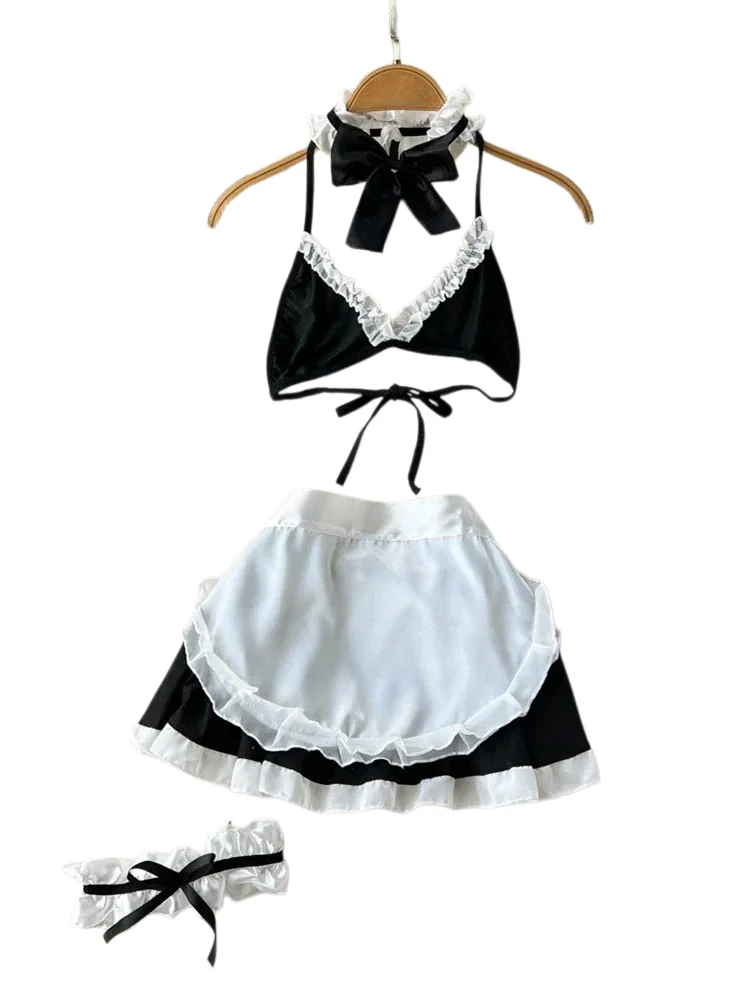 Sexy French Maid Lingerie Set for Women Black Velvet Halter Top with White Lace Apron Skirt Cosplay Costume Adult Party
Sexy French Maid Lingerie Set for Women Black Velvet Halter Top with White Lace Apron Skirt Cosplay Costume Adult Party