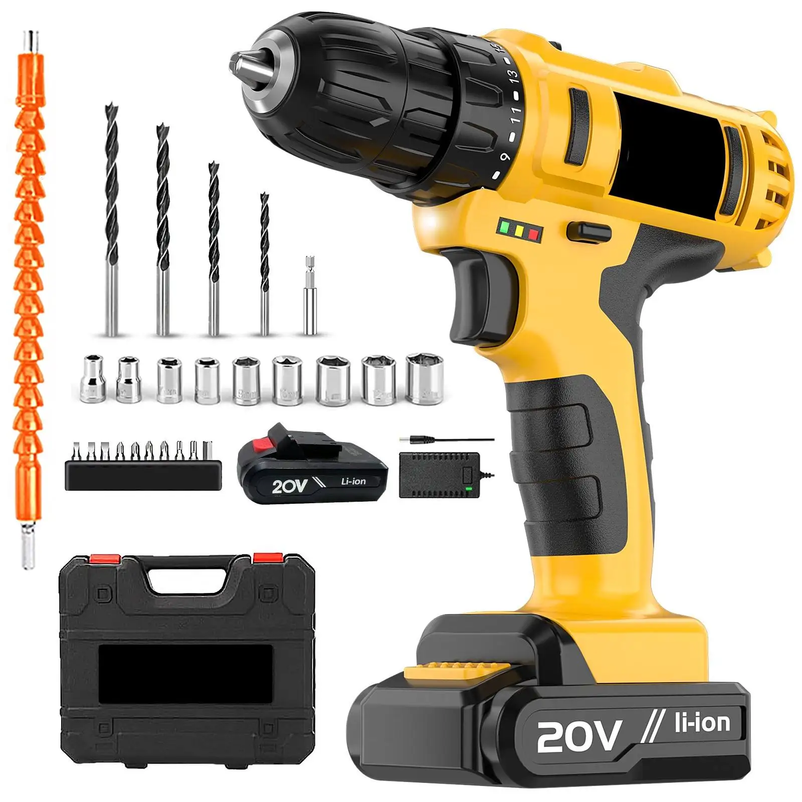 20V Keyless Cordless Drill Set Electric Screwdriver Mini DIY Tools Variable Speed Brushed Motor Power Source Battery Local US
20V Keyless Cordless Drill Set Electric Screwdriver Mini DIY Tools Variable Speed Brushed Motor Power Source Battery Local US