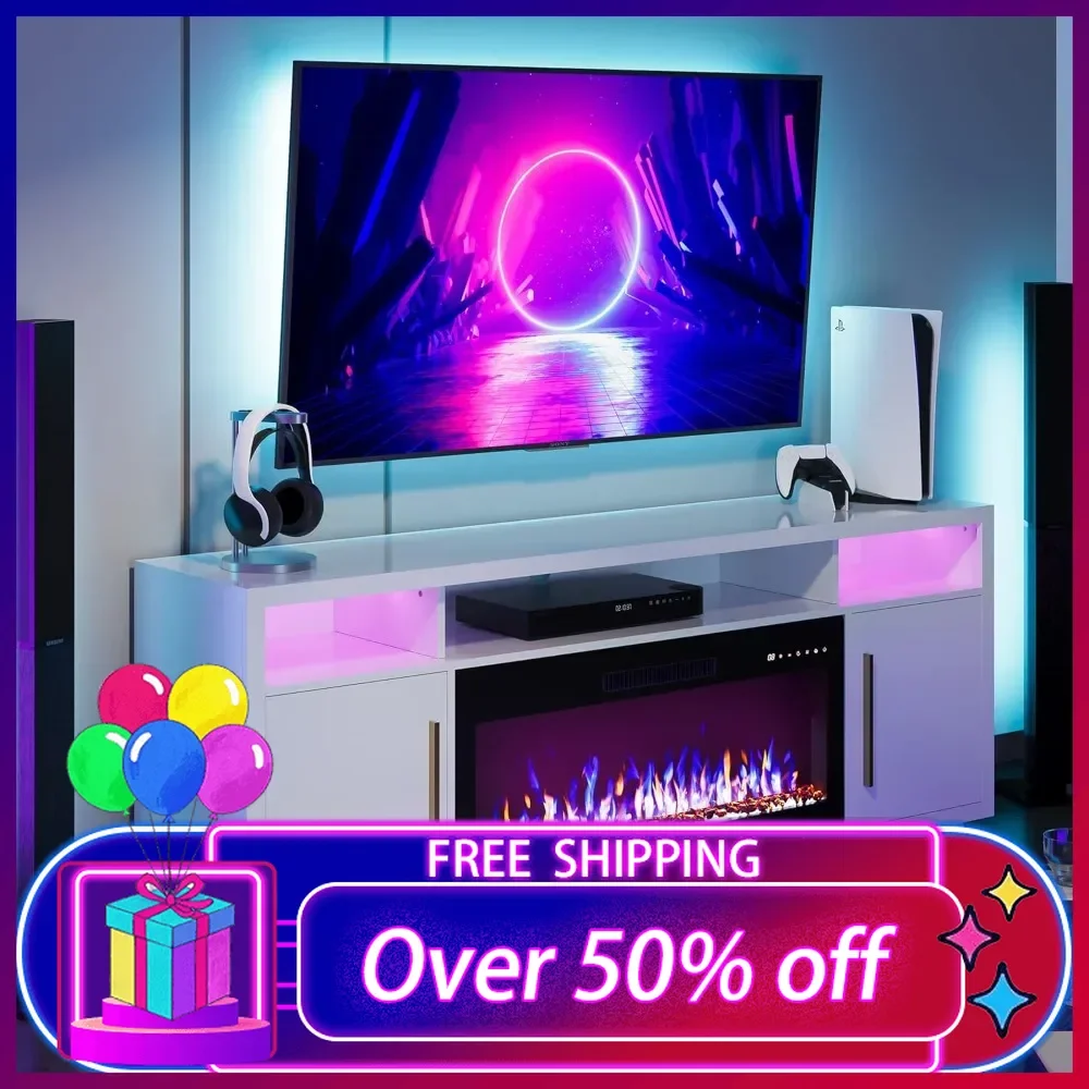 TV Stand with LED Fireplace Heater, Large Storage Cabinet, Media Console Table for Living Room - Avenue (White)
TV Stand with LED Fireplace Heater, Large Storage Cabinet, Media Console Table for Living Room - Avenue (White)