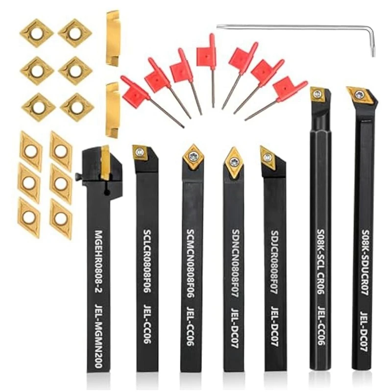 Lathe Turning Tool 5/16Inch 8Mm-Shank 7Pcs Lathe Tool Holder For Turning Threading Boring With 14Pcs Carbide
Lathe Turning Tool 5/16Inch 8Mm-Shank 7Pcs Lathe Tool Holder For Turning Threading Boring With 14Pcs Carbide