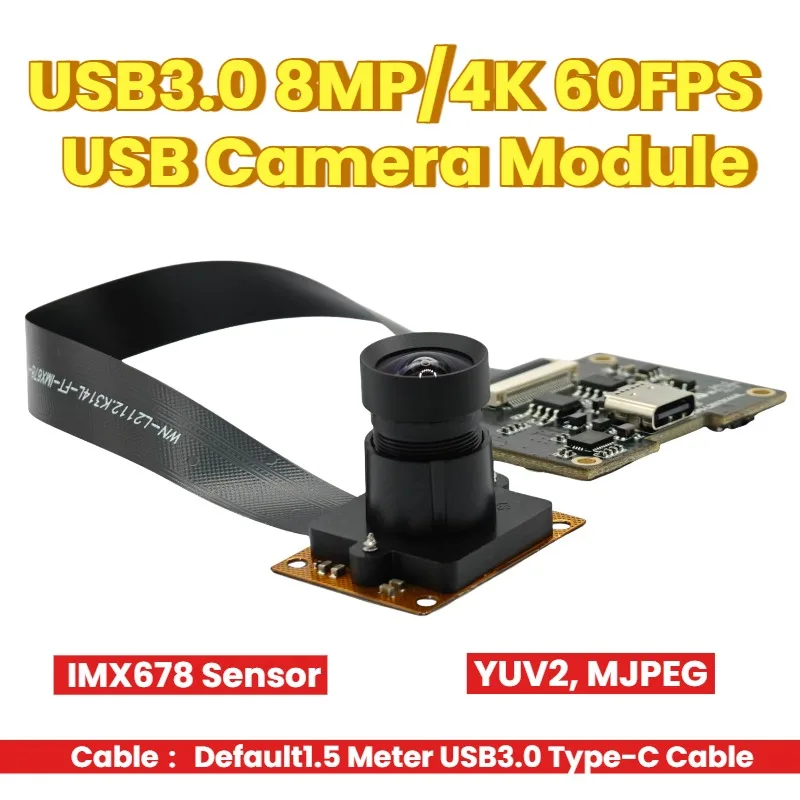 8MP 4K 60FPS 3840x2160 IMX678 USB3.0 Camera Module UVC Plug and Play Type-C for Industrial Machine Vision Windows Android Linux
8MP 4K 60FPS 3840x2160 IMX678 USB3.0 Camera Module UVC Plug and Play Type-C for Industrial Machine Vision Windows Android Linux