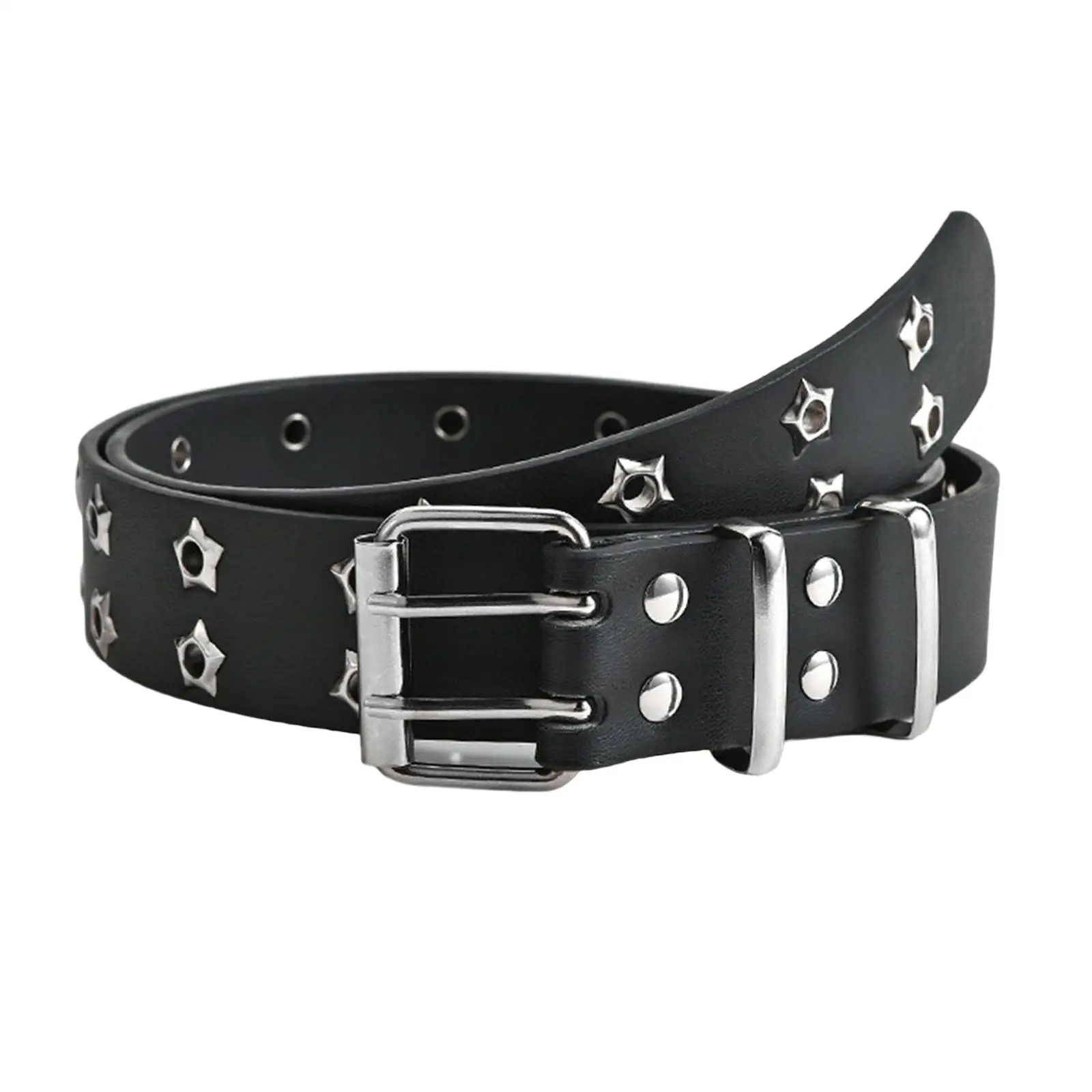 Double Grommet Belt, PU Leather Adjustable Versatile for Club Jeans Cosplay
Double Grommet Belt, PU Leather Adjustable Versatile for Club Jeans Cosplay