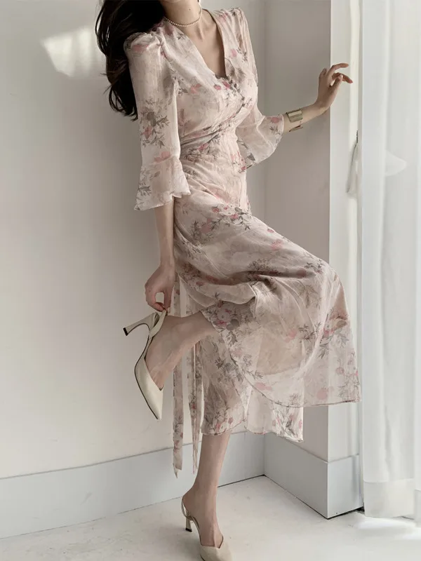 Ele Vintage Floral Print Waist-Cinching Long Dr Women's Super Fairy T Godd Sle ort Sve V-ne Dr
Ele Vintage Floral Print Waist-Cinching Long Dr Women's Super Fairy T Godd Sle ort Sve V-ne Dr