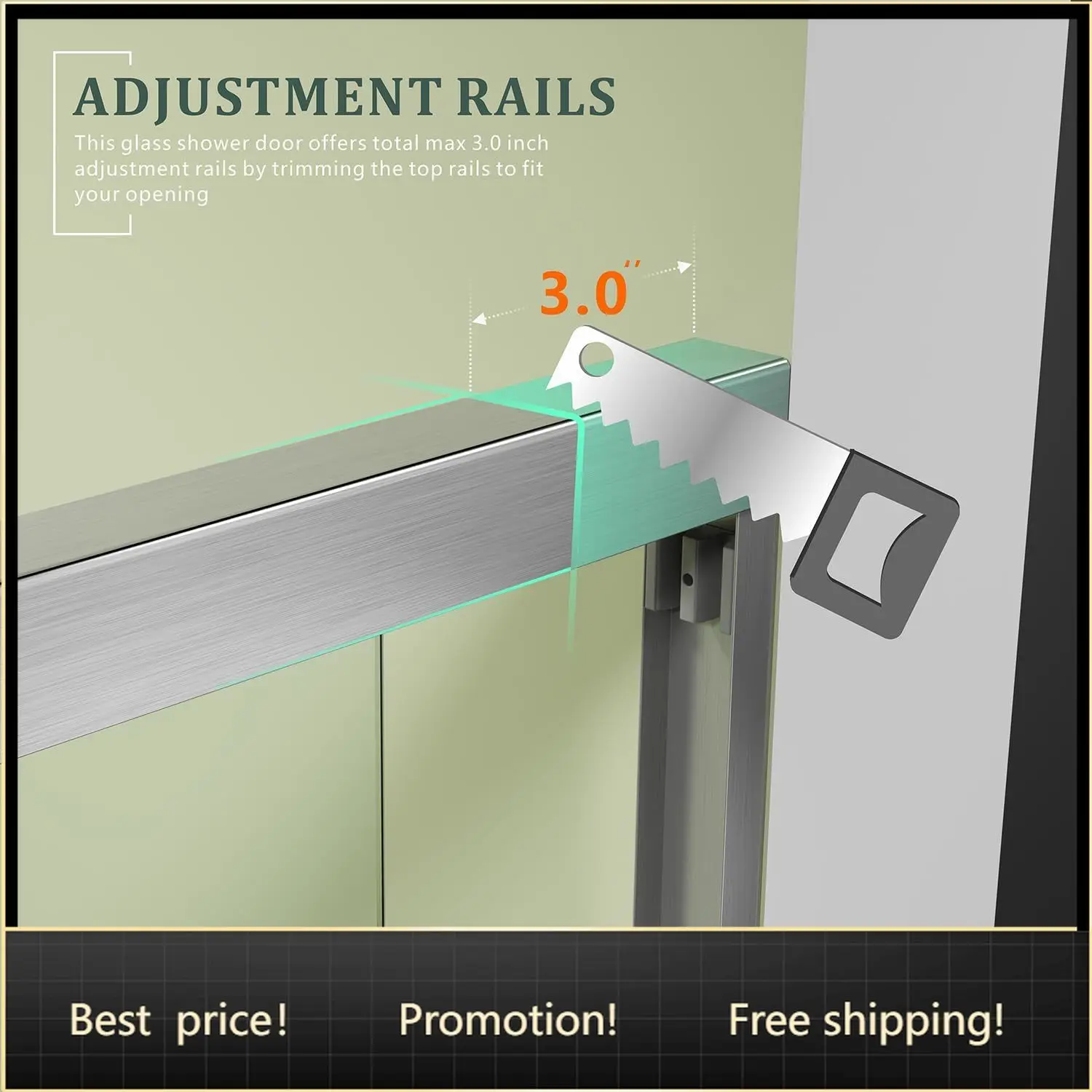 Brushed Nickel 45"-48" W x 72" H Semi-Frameless Glass Shower Door,Bathroom Sliding Door with 1/4'' Clear Tempered Glass,Stainles
Brushed Nickel 45"-48" W x 72" H Semi-Frameless Glass Shower Door,Bathroom Sliding Door with 1/4'' Clear Tempered Glass,Stainles