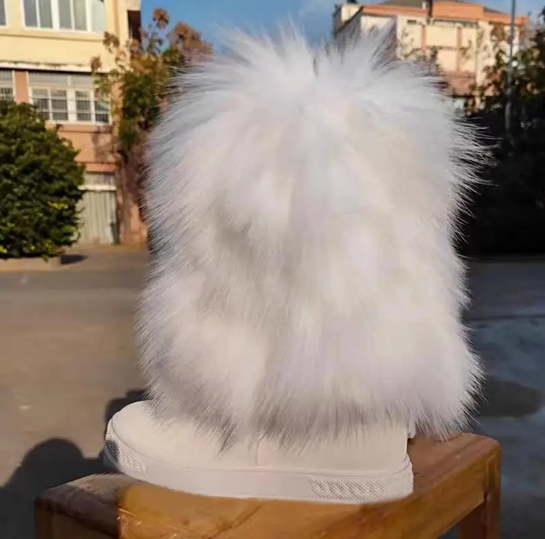 Fashion Black White Real Fox Fur Snow Boots 8cm Inner Wedge Increased Sole Mid Boots Winter Full Fur Boots Woman Booties
Fashion Black White Real Fox Fur Snow Boots 8cm Inner Wedge Increased Sole Mid Boots Winter Full Fur Boots Woman Booties