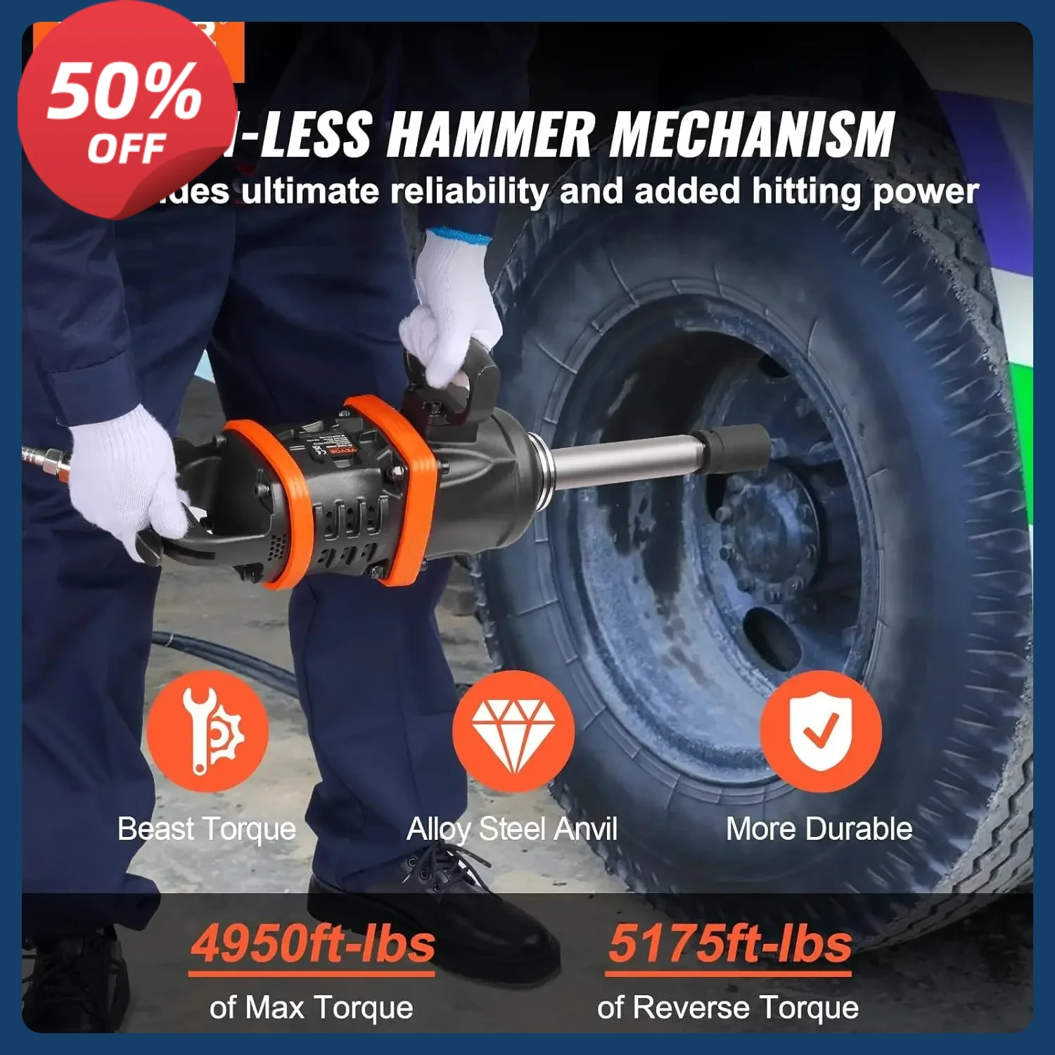 1-дюймовый пневматический ударный гайковерт, пневматический удар с обратным крутящим моментом Beast до 5175 фунтов с наковальней длиной до 8 дюймов
1-дюймовый пневматический ударный гайковерт, пневматический удар с обратным крутящим моментом Beast до 5175 фунтов с наковальней длиной до 8 дюймов