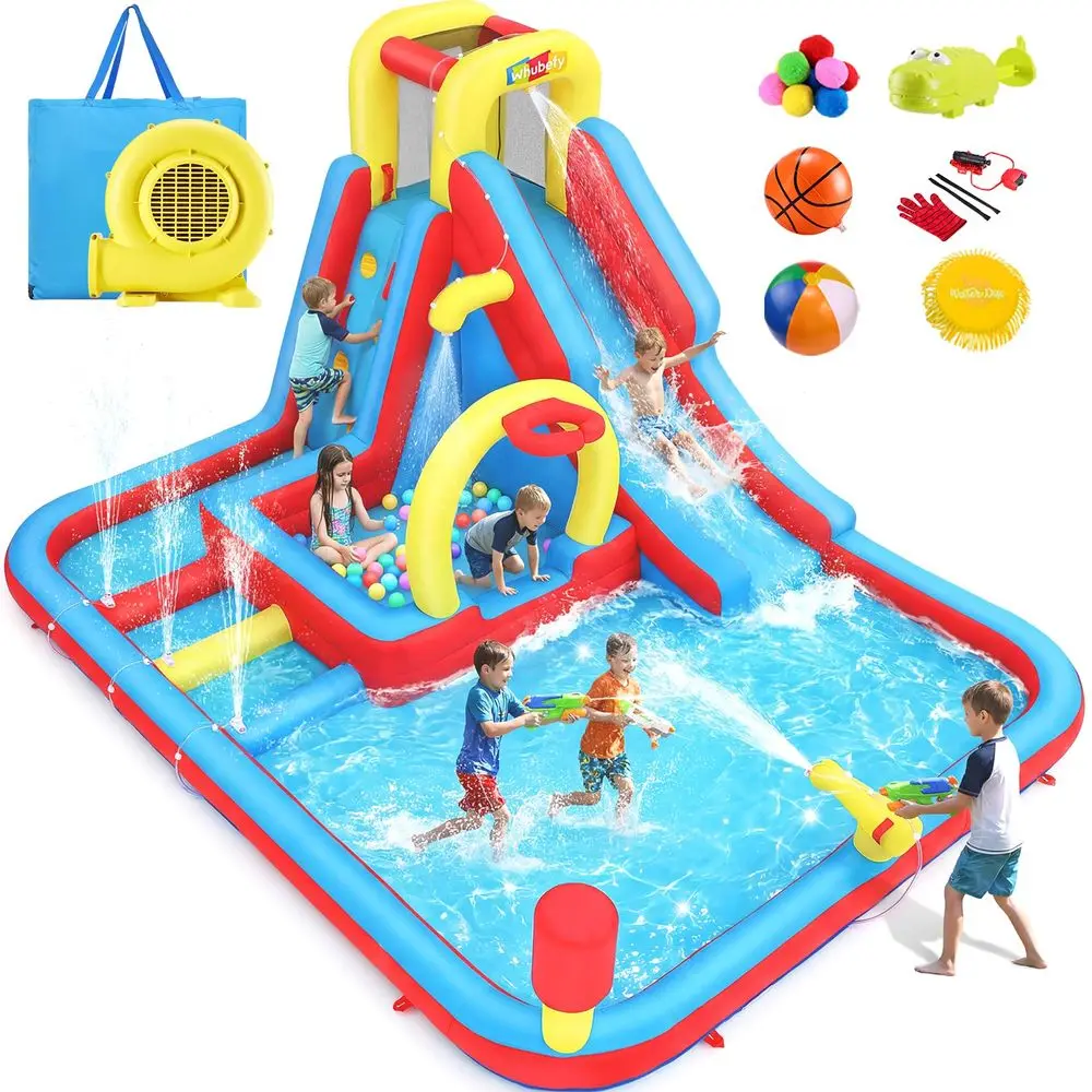 Inflatable Water Slide for Kids, 16 in1 Outdoor Backyard Water Park Waterslides with Deep Splash Pool, Unique Triple Sprinkler
Inflatable Water Slide for Kids, 16 in1 Outdoor Backyard Water Park Waterslides with Deep Splash Pool, Unique Triple Sprinkler