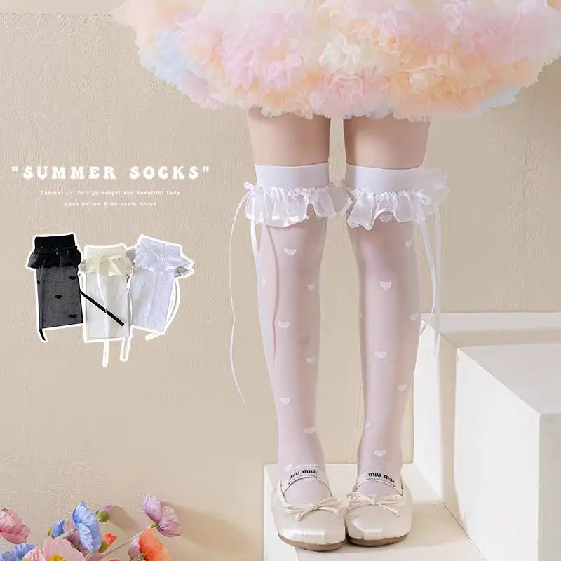Sweet Summer Thin Girl Sock Korean Fashion White Heart-shaped Pattern Stockings Children's Lace Ruffle Knee High Long Socks
Sweet Summer Thin Girl Sock Korean Fashion White Heart-shaped Pattern Stockings Children's Lace Ruffle Knee High Long Socks