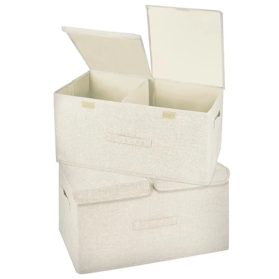 Pack Storage Boxes with Lids and Handles, Collapsible Linen Storage Bins Organizer Containers Baskets Cube with Removable Divide
Pack Storage Boxes with Lids and Handles, Collapsible Linen Storage Bins Organizer Containers Baskets Cube with Removable Divide