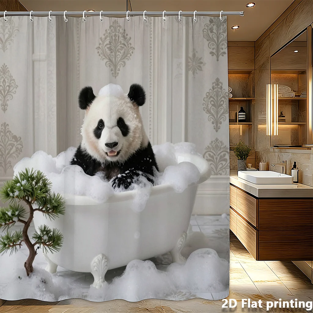 Panda in Bathtub Shower Curtain – Adorable 2D Flat Print, Bubbles & Mini Pine Tree, Cream Background, Polyester, 12 Grommets
Panda in Bathtub Shower Curtain – Adorable 2D Flat Print, Bubbles & Mini Pine Tree, Cream Background, Polyester, 12 Grommets