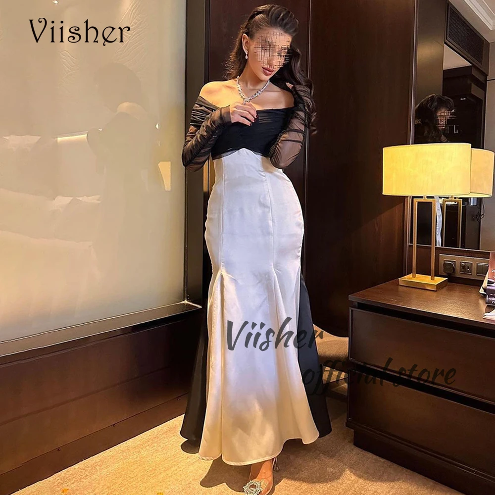 Viishe Black White Mermaid Evening Dresses Off Shoulder 3/4 Sleeve Prom Dress Arabian Dubai Formal Occasion Gowns Floor Length
Viishe Black White Mermaid Evening Dresses Off Shoulder 3/4 Sleeve Prom Dress Arabian Dubai Formal Occasion Gowns Floor Length