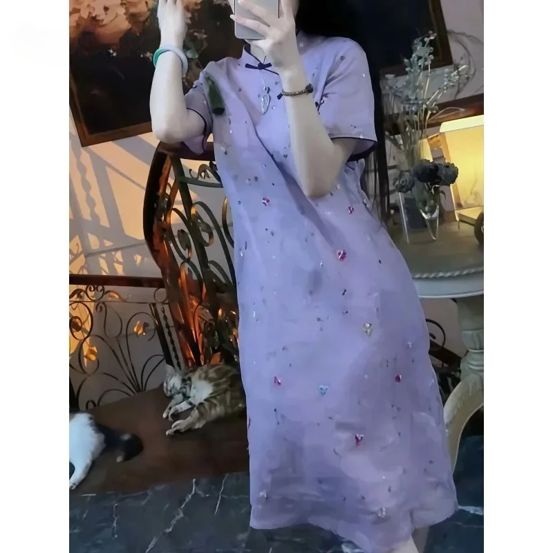 High-end Floral Embroidered Cheongsam Elegant Summer Women Dress
High-end Floral Embroidered Cheongsam Elegant Summer Women Dress
