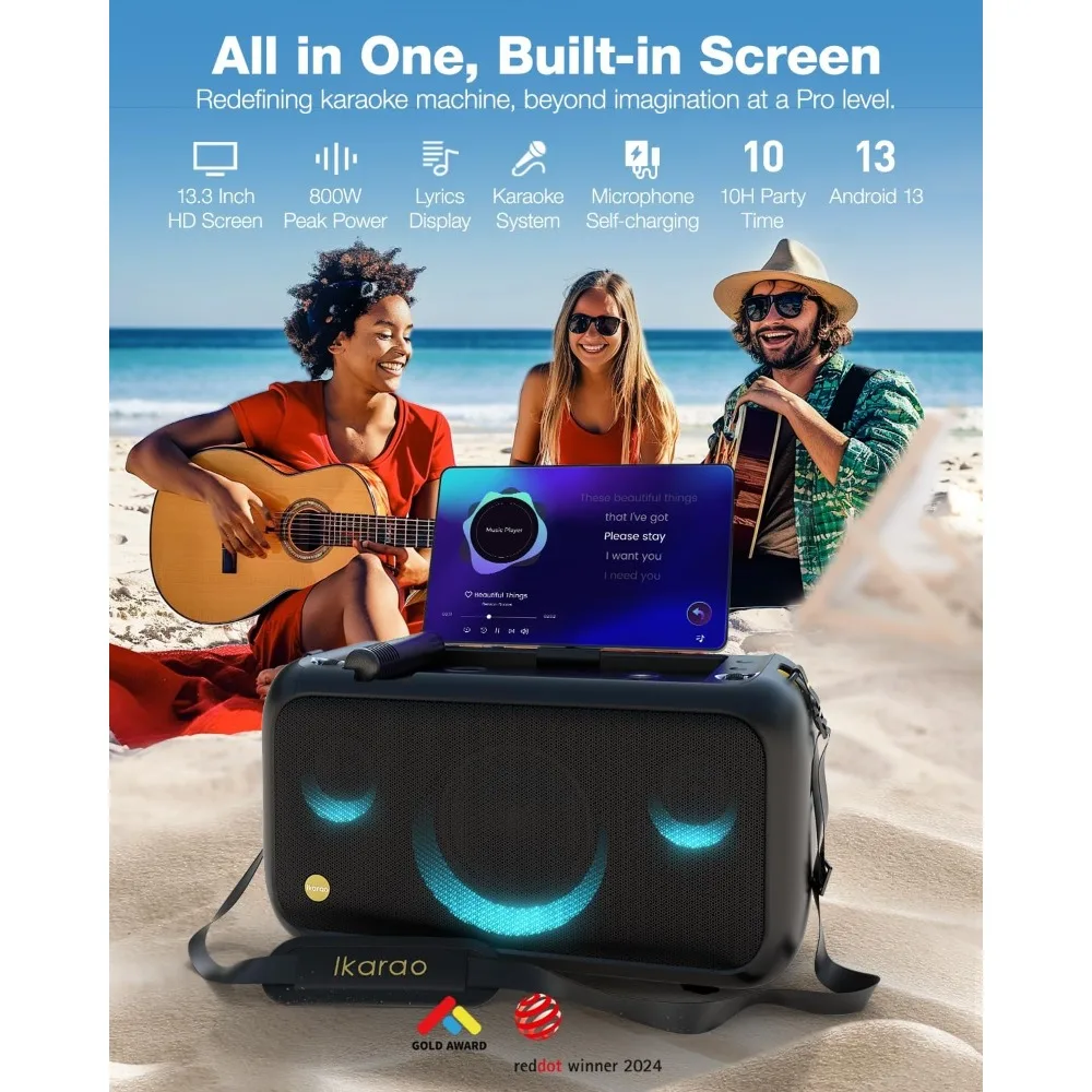Karaoke Machine for Adults with Lyrics Display, Built-in Screen, Truly All in One Karaoke Machine with 2 Wireless Microphone
Karaoke Machine for Adults with Lyrics Display, Built-in Screen, Truly All in One Karaoke Machine with 2 Wireless Microphone
