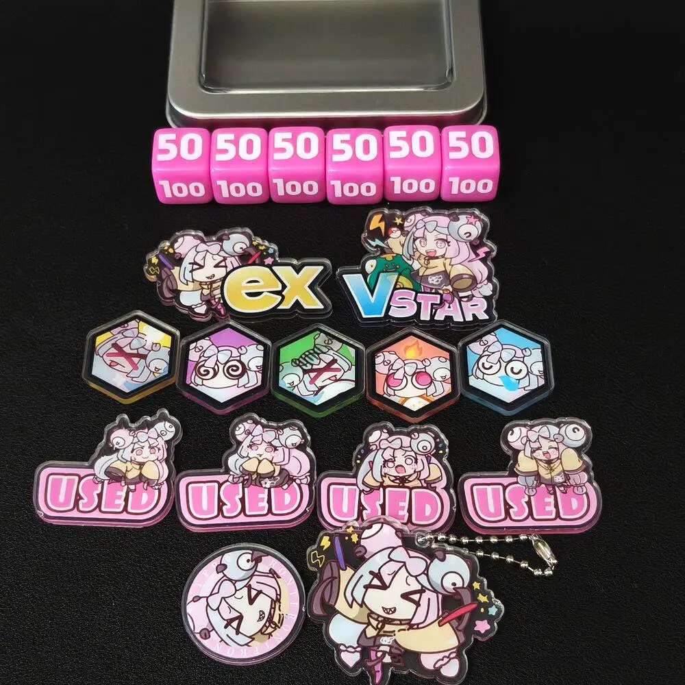 PTCG Trainer Girl Iono Theme Acrylic Token Damage Indicator Set Dice Counter Vstar Ex Used Status Board Game Accessories Gifts
PTCG Trainer Girl Iono Theme Acrylic Token Damage Indicator Set Dice Counter Vstar Ex Used Status Board Game Accessories Gifts