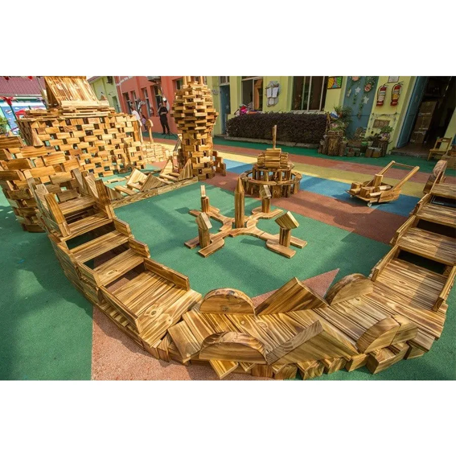 Outdoor playset: carbonized wood blocks, natural color, 64 pcs large jumbo building blocks for kids aged 3-12, weather-resistan
Outdoor playset: carbonized wood blocks, natural color, 64 pcs large jumbo building blocks for kids aged 3-12, weather-resistan