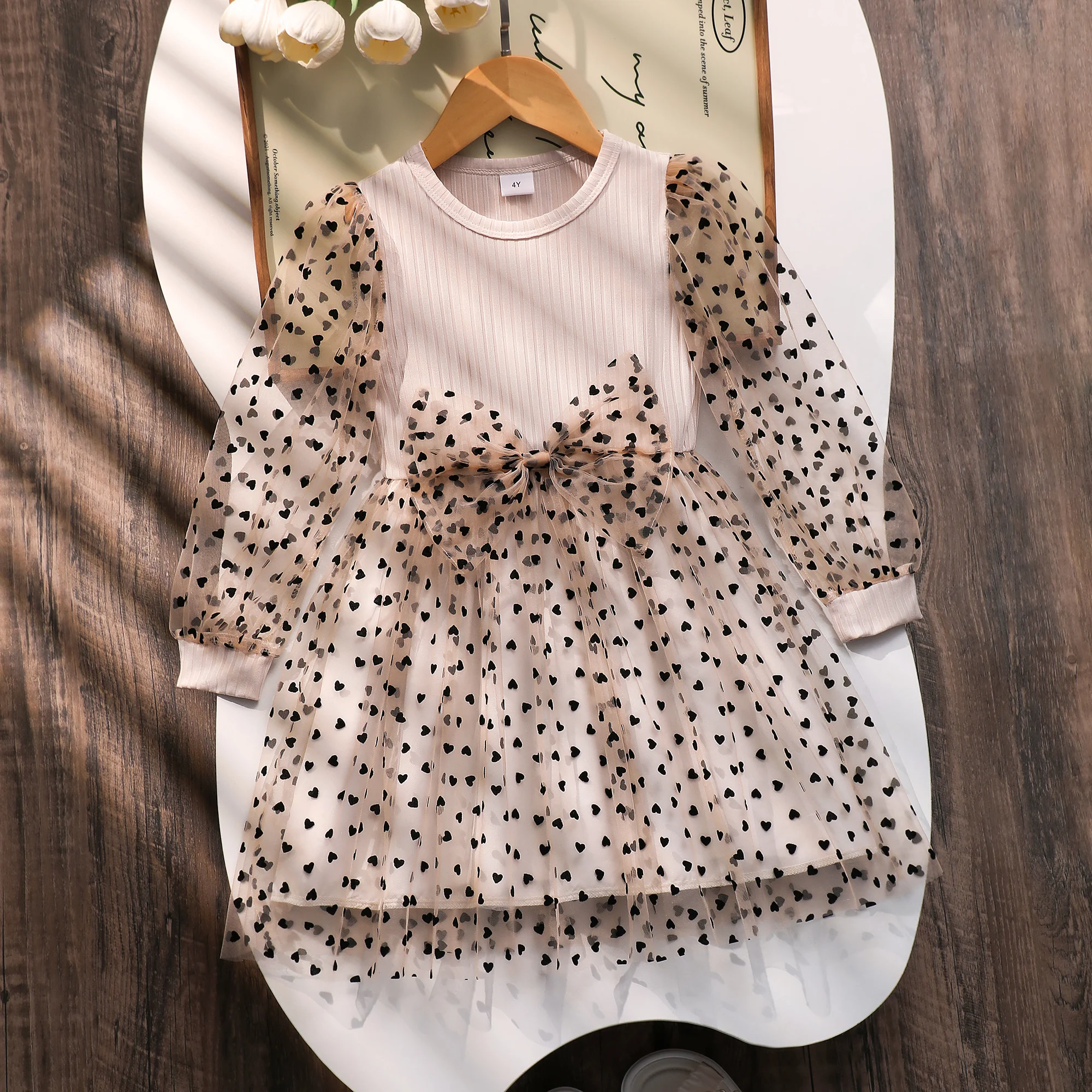 4-7 Years Girls Bow Heart Polka Dot Tulle Long Sleeve Dress | Party, Back to School, Daily, Outings & Gatherings
4-7 Years Girls Bow Heart Polka Dot Tulle Long Sleeve Dress | Party, Back to School, Daily, Outings & Gatherings