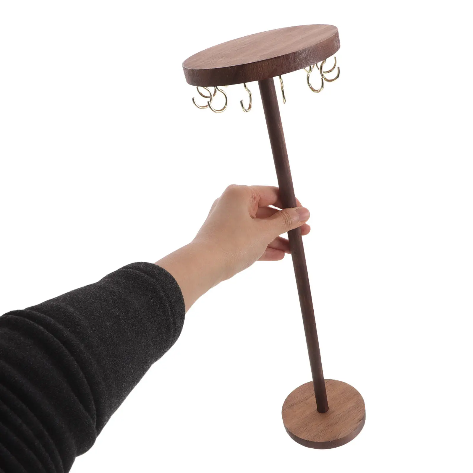 Classic Walnut Wood Jewelry Display Stand Necklace Holder Round Base Hook Organizer for Earrings Bracelets Keychains Home Room
Classic Walnut Wood Jewelry Display Stand Necklace Holder Round Base Hook Organizer for Earrings Bracelets Keychains Home Room