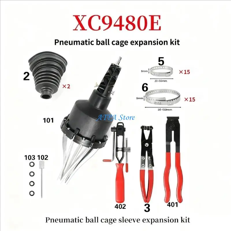 U13C (1-Set) Pneumatic CV Boot Expander Tool - Heavy Duty Ball Joint Band Stretcher for Automotive Repair with Ergonomic Handle
U13C (1-Set) Pneumatic CV Boot Expander Tool - Heavy Duty Ball Joint Band Stretcher for Automotive Repair with Ergonomic Handle