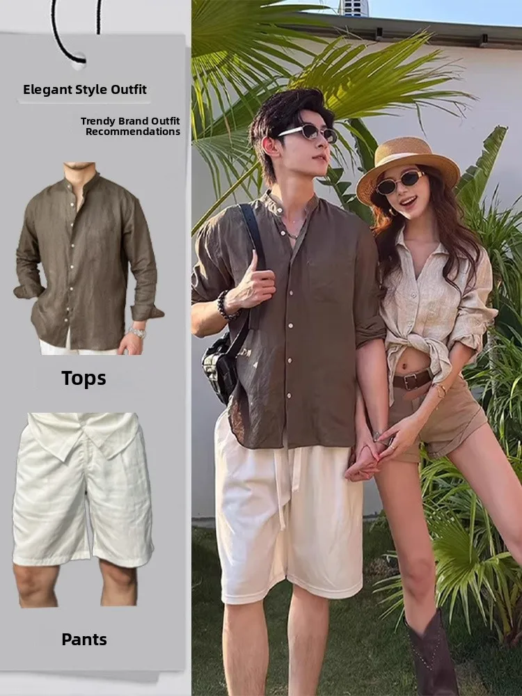 Island Vacation Style Men's Long Sleeve Sun Protection Silk Linen Shirt Short Pants Fashion Set Summer Look Couple Outfit
Island Vacation Style Men's Long Sleeve Sun Protection Silk Linen Shirt Short Pants Fashion Set Summer Look Couple Outfit