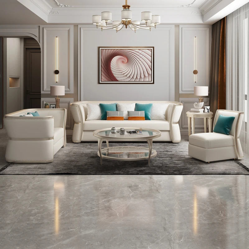 American light luxury leather solid wood sofa combination living room size high-end villa three person luxury furniture
American light luxury leather solid wood sofa combination living room size high-end villa three person luxury furniture