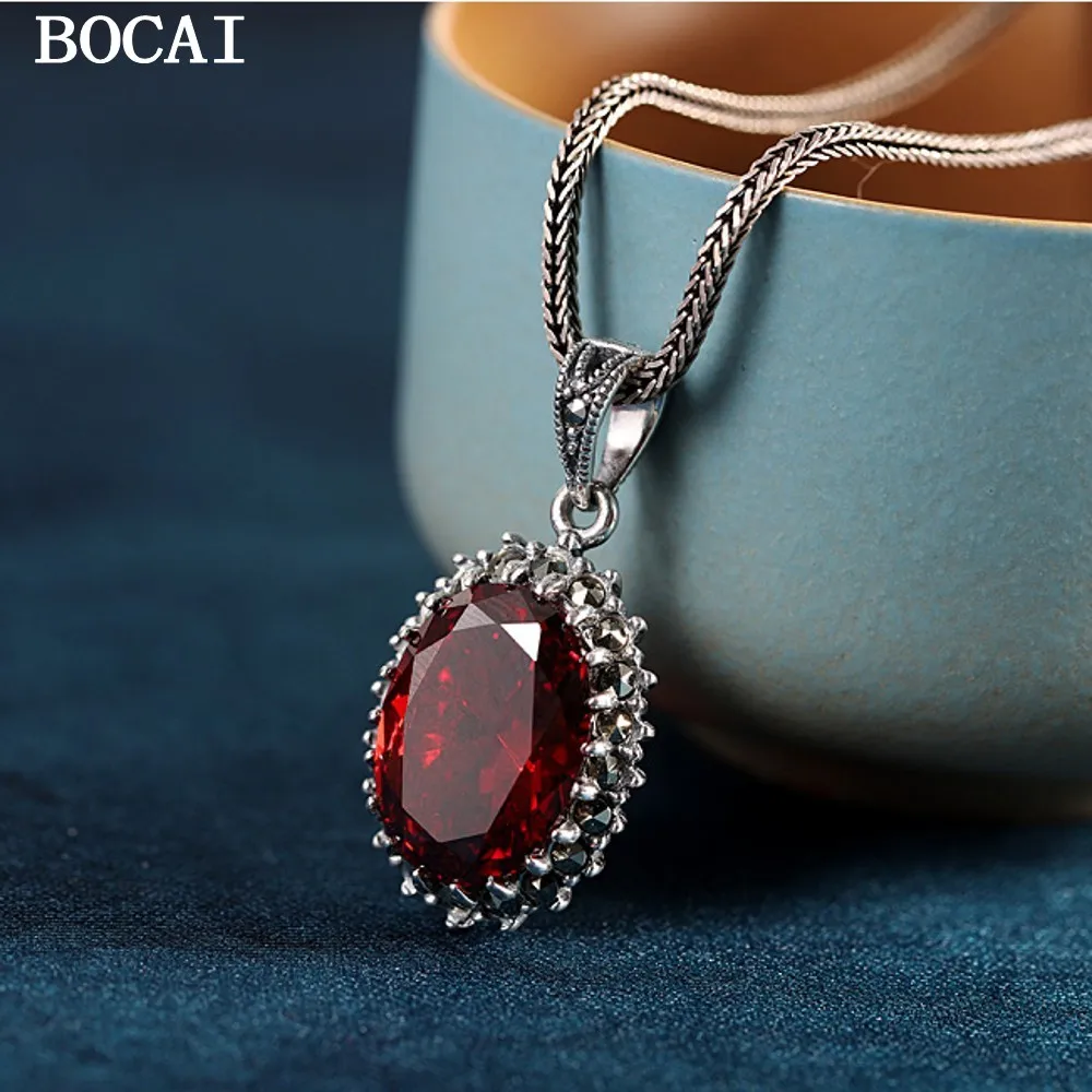 BOCAI S925 Silver Simple Retro Style Inlaid With Red Corundum Cut Surface Red Corundum Women's Pendant
BOCAI S925 Silver Simple Retro Style Inlaid With Red Corundum Cut Surface Red Corundum Women's Pendant