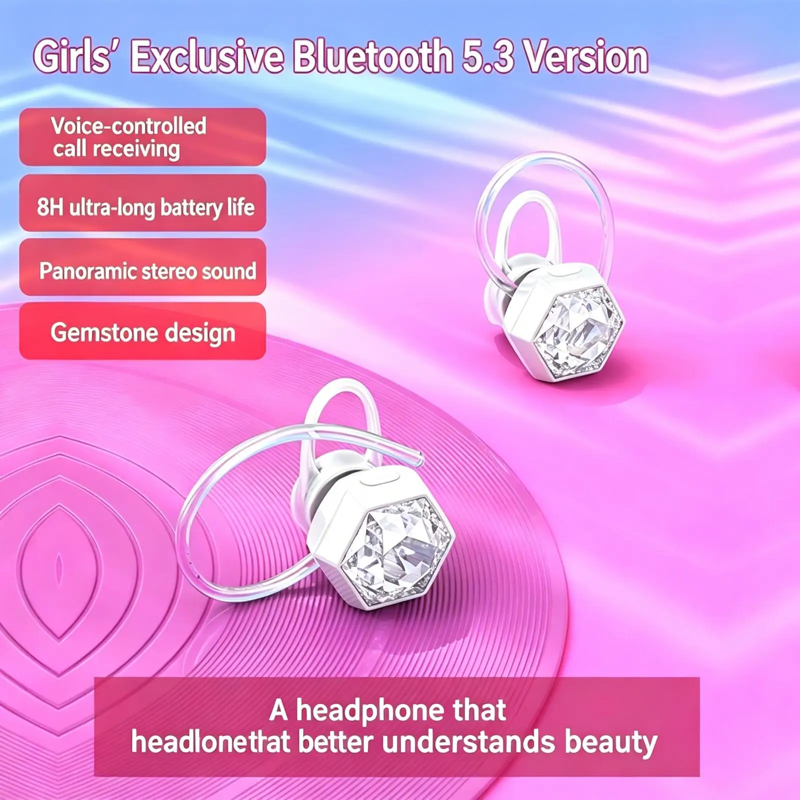 Stylish Gemstone Bluetooth Earphones, HIFI Stereo, ENC Noise Reduction, Long Battery Life, Wireless Earbuds, Ideal Gift for Girl
Stylish Gemstone Bluetooth Earphones, HIFI Stereo, ENC Noise Reduction, Long Battery Life, Wireless Earbuds, Ideal Gift for Girl