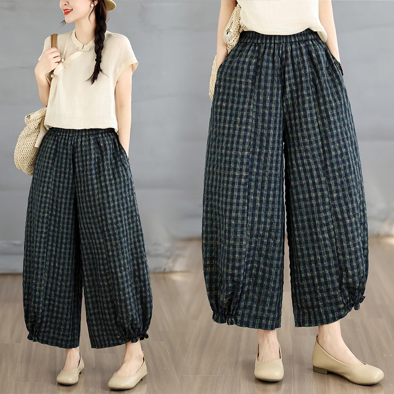 plus Size Women's Casual Plaid Harlan Pants Color Block Slimming Straight Leg Trousers Summer New Style Artistic Commute
plus Size Women's Casual Plaid Harlan Pants Color Block Slimming Straight Leg Trousers Summer New Style Artistic Commute
