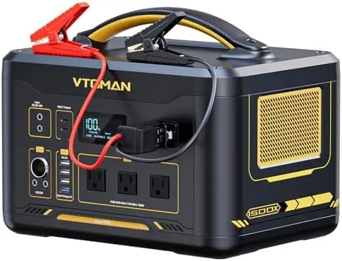 Jump 1500X Portable Power Station with Jumper Cables, 828Wh LiFePO4 Battery Solar Generator & Car Jump Starter, 1500W
Jump 1500X Portable Power Station with Jumper Cables, 828Wh LiFePO4 Battery Solar Generator & Car Jump Starter, 1500W