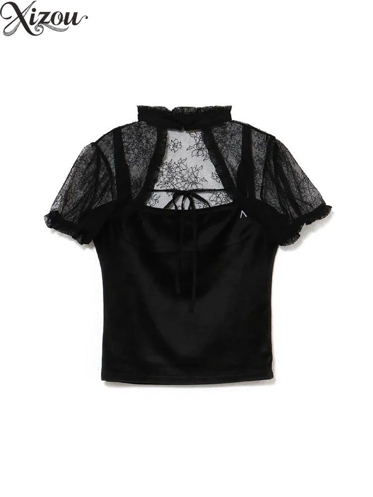 2025 Japanese Vest Sweet Spicy Pure Velvet Camisole Lace Bubble Sleeve Lace-Up Top Y2K Hollow Mesh Short Shirt Home Daily Tanks
2025 Japanese Vest Sweet Spicy Pure Velvet Camisole Lace Bubble Sleeve Lace-Up Top Y2K Hollow Mesh Short Shirt Home Daily Tanks