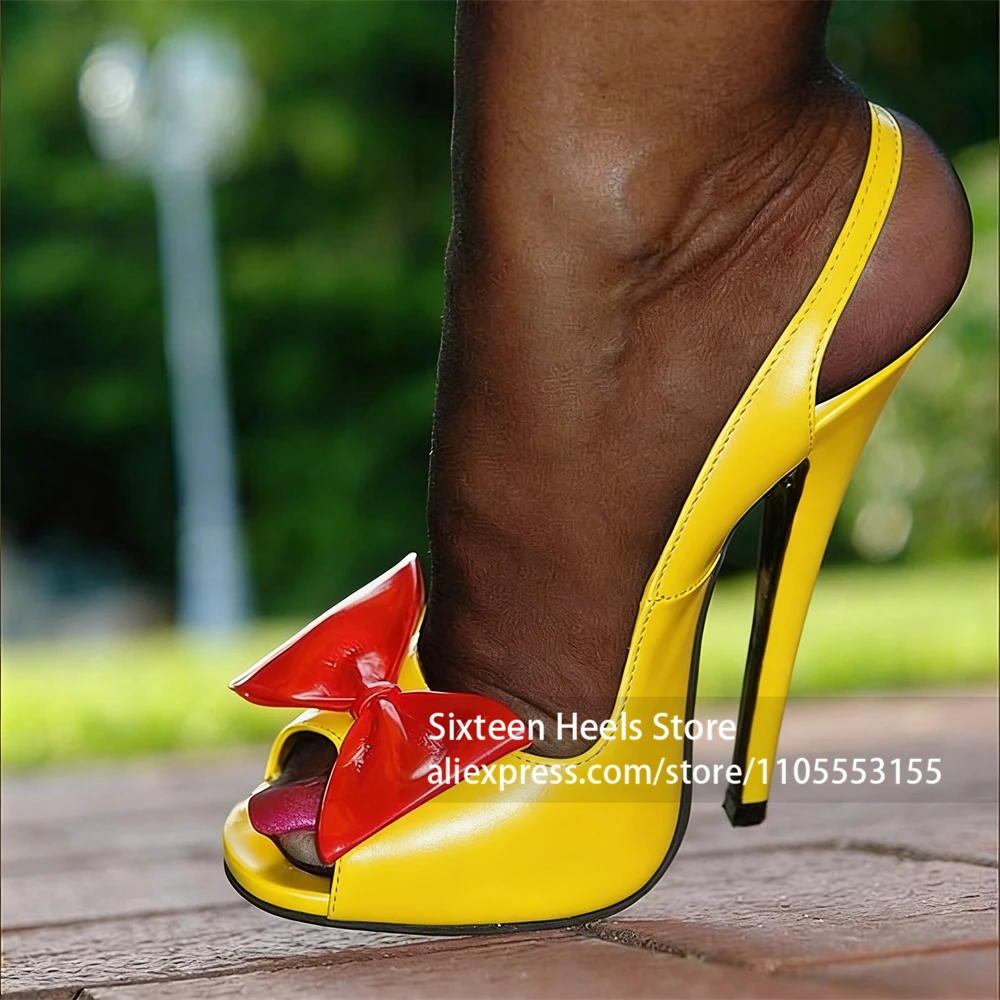 16cm Sweet Bow Peep Toe Pumps Sexy Fetish Style Back Strap Stiletto Heels Lacquered High Heeled Footwear Women's Handmade Shoes
16cm Sweet Bow Peep Toe Pumps Sexy Fetish Style Back Strap Stiletto Heels Lacquered High Heeled Footwear Women's Handmade Shoes