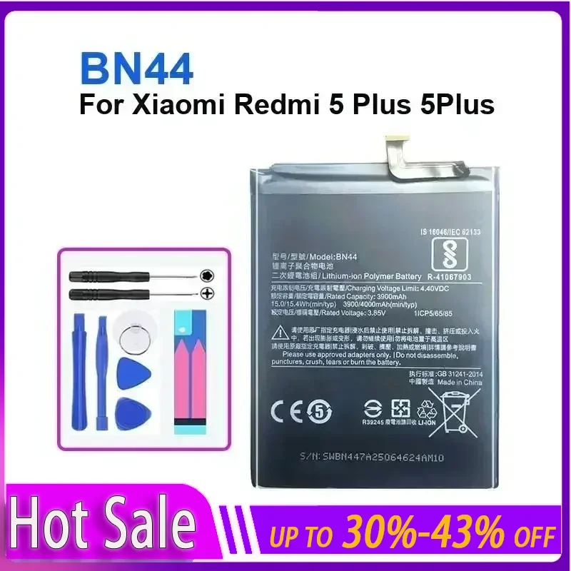 Высокое качество для Xiao Mi Battery BN44 для Xiaomi Redmi 5 Plus 5Plus, 4000 мАч, аккумуляторы для мобильных телефонов, гарантия + трек-код 
Высокое качество для Xiao Mi Battery BN44 для Xiaomi Redmi 5 Plus 5Plus, 4000 мАч, аккумуляторы для мобильных телефонов, гарантия + трек-код
