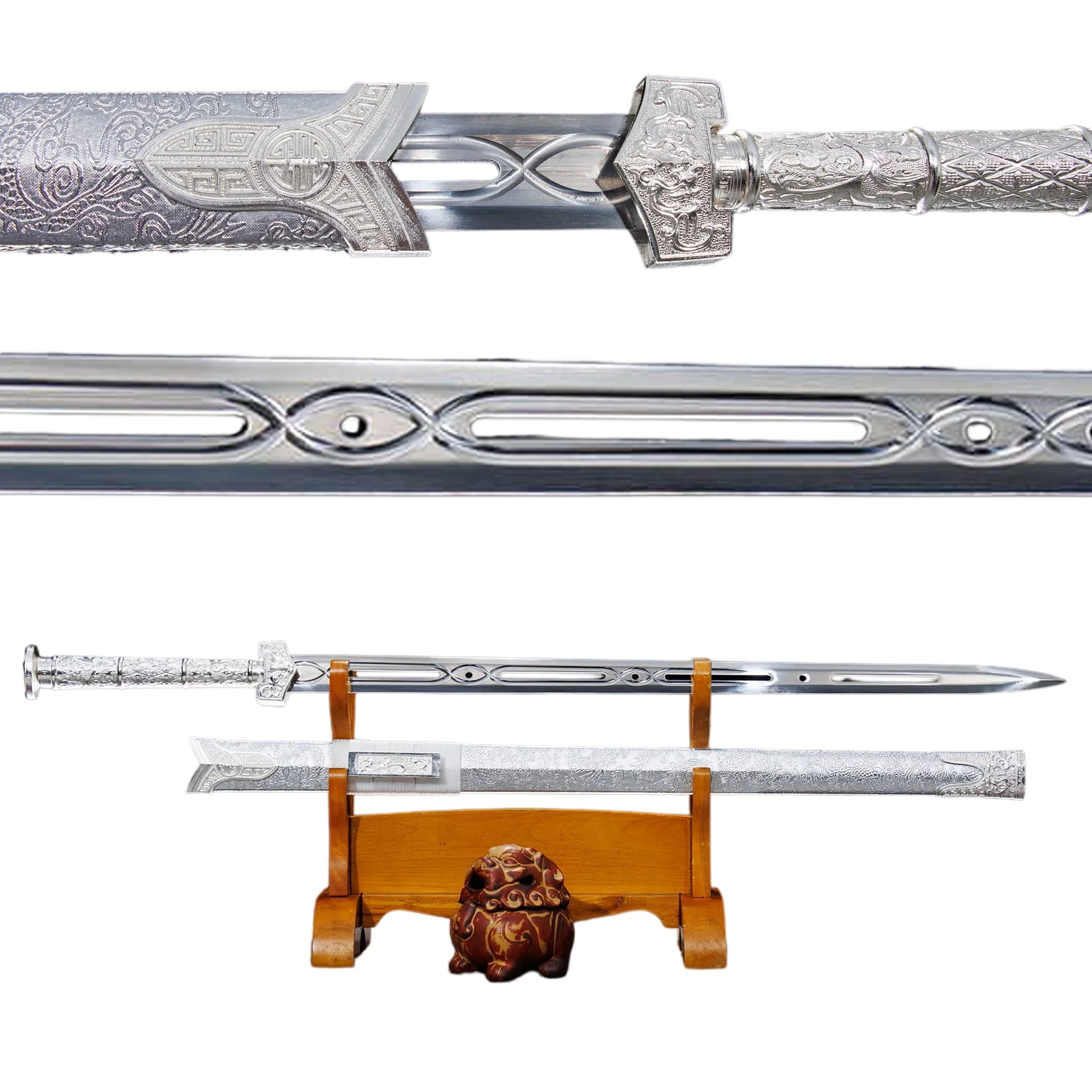 Cosplay of a sharp carbon steel sword from the Middle Ages with a hollowed-out blade.A martial arts training and fighting katana
Cosplay of a sharp carbon steel sword from the Middle Ages with a hollowed-out blade.A martial arts training and fighting katana