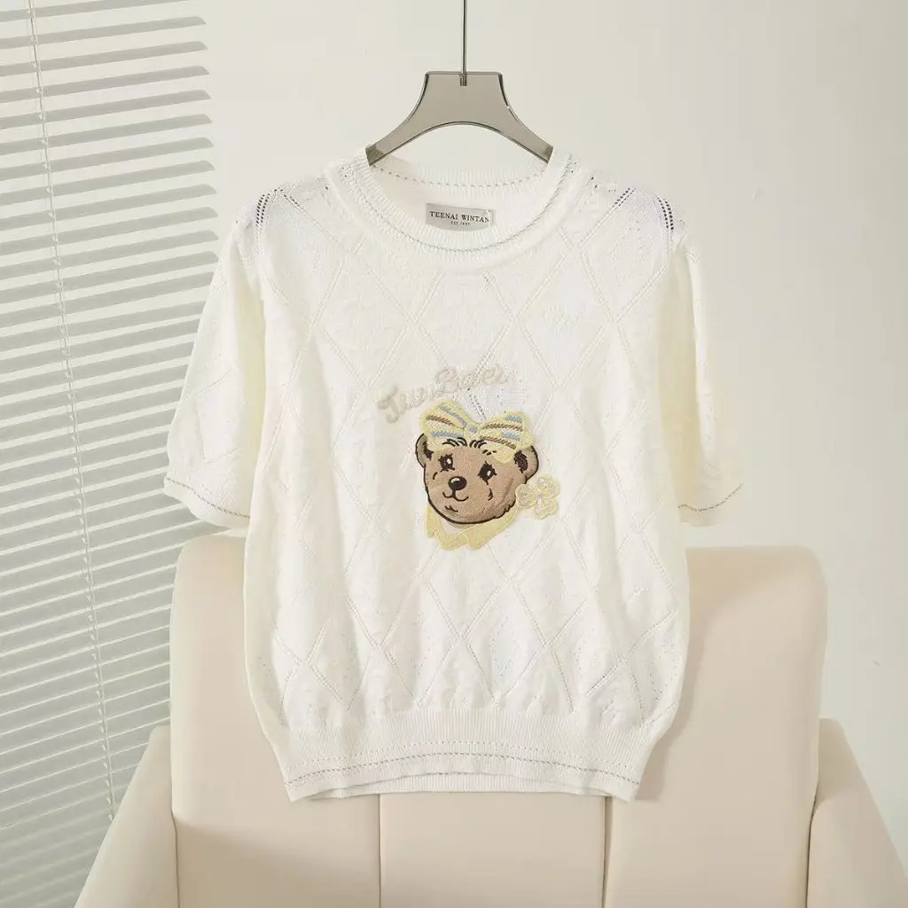 Women's College Style Casual Embroidered Knitwear Sweater Short Sleeve Spring/Summer New Fashion Ttkw 252306
Women's College Style Casual Embroidered Knitwear Sweater Short Sleeve Spring/Summer New Fashion Ttkw 252306