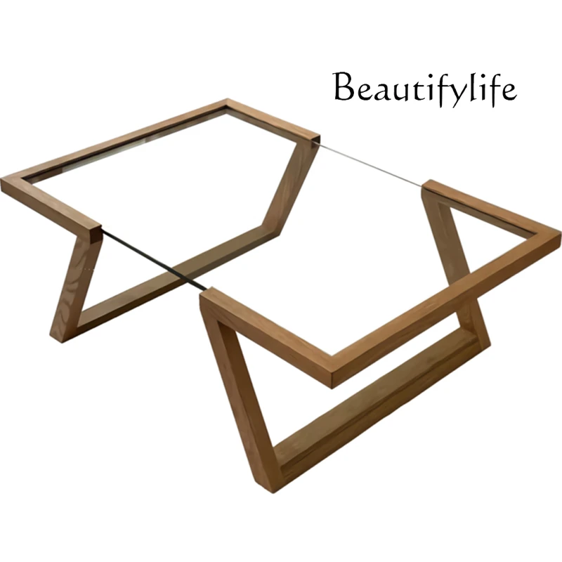 Ash wood minimalist solid wood tea table transparent tempered glass square small coffee table household simple low table
Ash wood minimalist solid wood tea table transparent tempered glass square small coffee table household simple low table