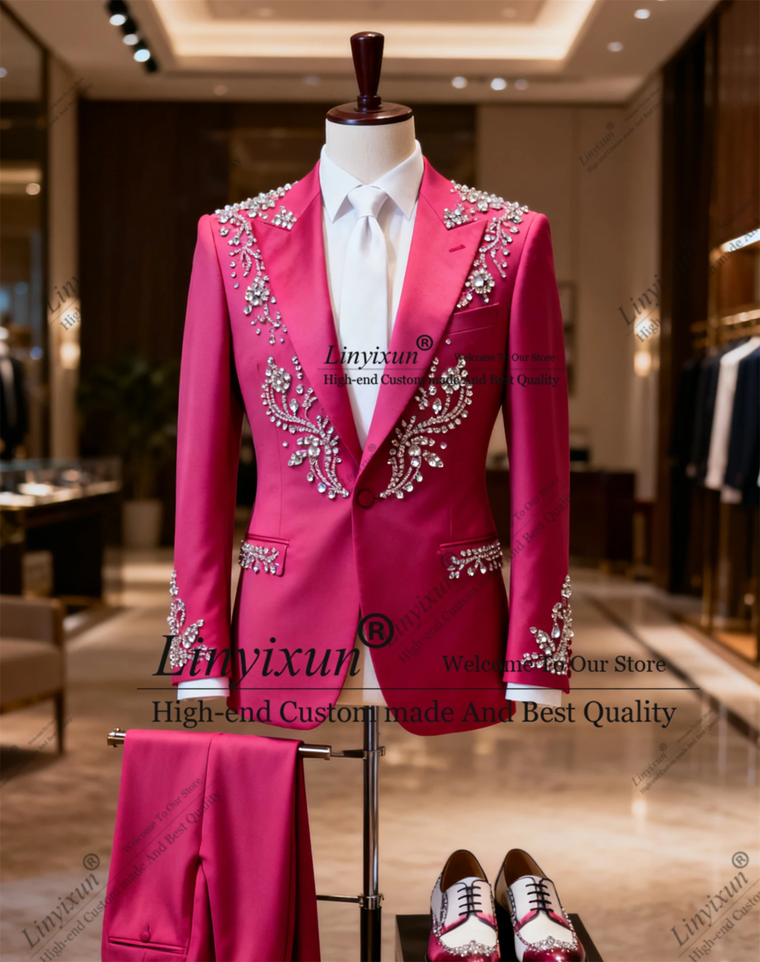 Luxury Rhinestone Gem Wedding Suits For Men 2 Pieces Sets Groom Peaked Lapel Blazers Customized Slim Fit Young Tuxedos Ropa homr
Luxury Rhinestone Gem Wedding Suits For Men 2 Pieces Sets Groom Peaked Lapel Blazers Customized Slim Fit Young Tuxedos Ropa homr