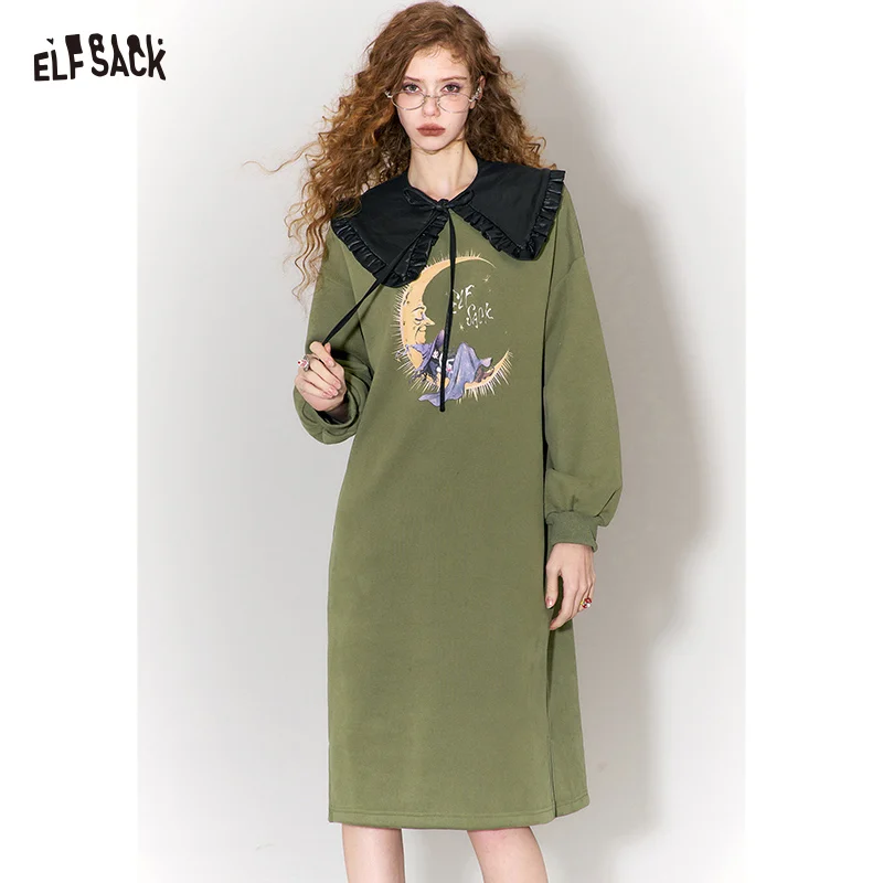 ELFSACK Vintage Gothic Print Long Sleeve Dress Casual Women Leather Peter Pan Collar Ruffle Hem Dress
ELFSACK Vintage Gothic Print Long Sleeve Dress Casual Women Leather Peter Pan Collar Ruffle Hem Dress