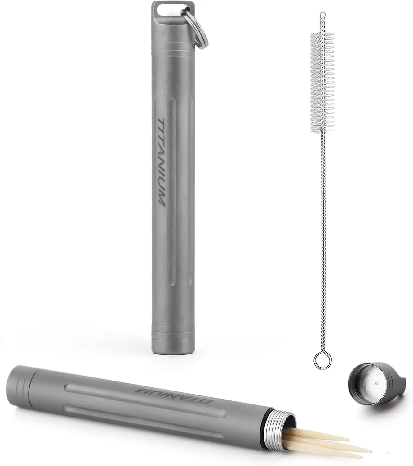 Titanium Toothpick Holder Box with Keychain for Outdoor Camping, Pocket Portable Case
Titanium Toothpick Holder Box with Keychain for Outdoor Camping, Pocket Portable Case