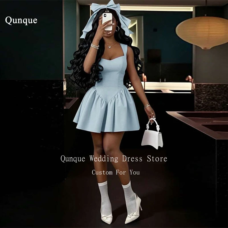 Qunque Dubai Satin Mini Prom Dresses Sexy Straps Formal Dresses Woman Hollow Back Short A Line Evening Party Gowns Customized
Qunque Dubai Satin Mini Prom Dresses Sexy Straps Formal Dresses Woman Hollow Back Short A Line Evening Party Gowns Customized