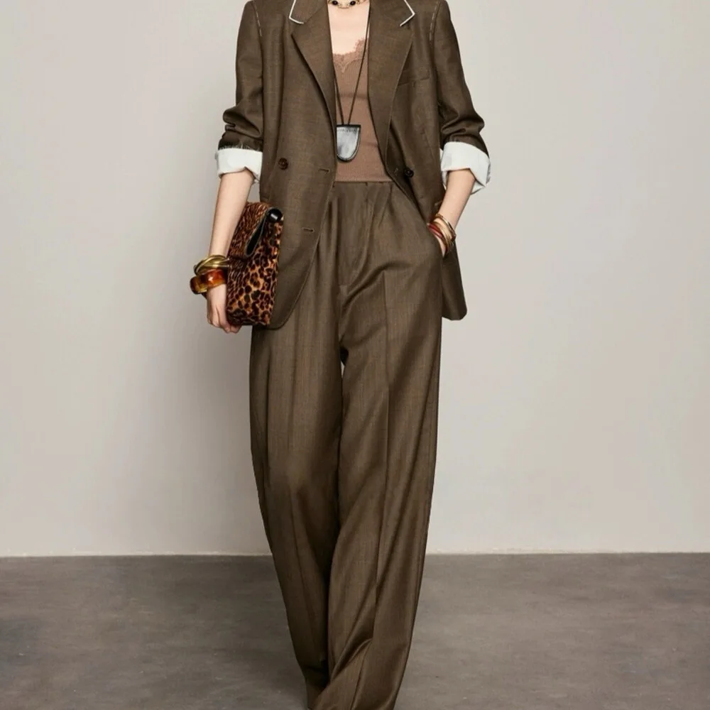 SuperAen Solid Color Simple Office Lady Casual Loose Suit Jacket 2026 Spring New High Waist Long Wide-leg Pants Sets
SuperAen Solid Color Simple Office Lady Casual Loose Suit Jacket 2026 Spring New High Waist Long Wide-leg Pants Sets